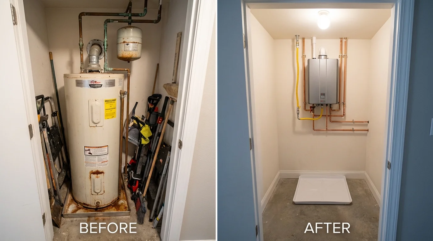 Tank water heater versus wall-mounted tankless unit comparison for Maysville, GA homeowners